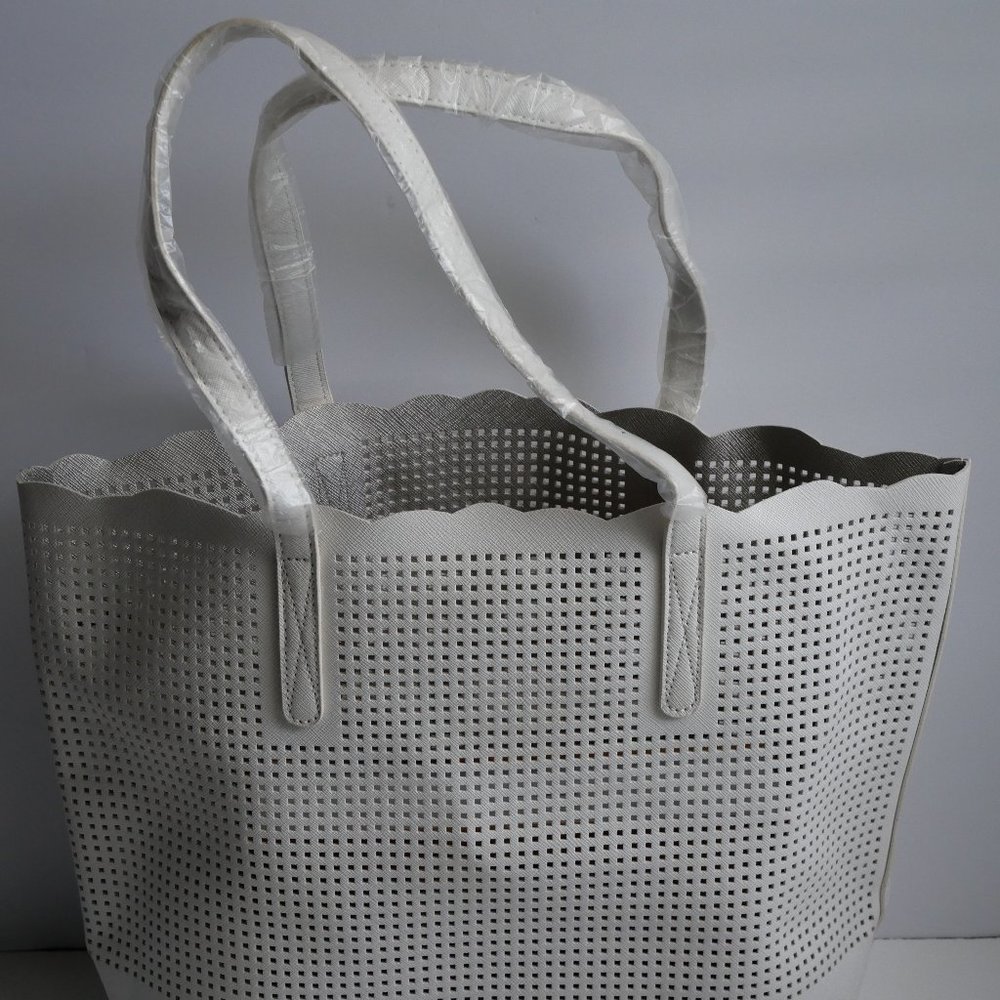 Neiman Marcus White Mesh Tote Bag